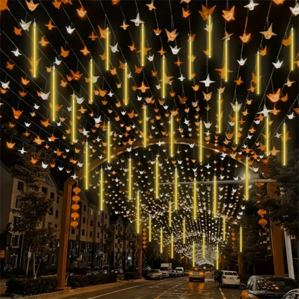 32/24/16/8 Tubes Meteor Shower Rain LED String Lights Christmas Tree Decorations Street Garland for Decor Noel New Year Navidad