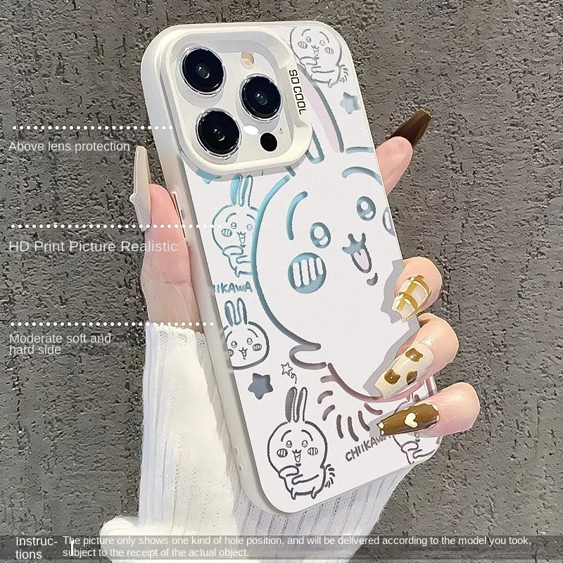 MINISO Usagi Hachiware Chiikawa Iphone Phone Case Kawaii Cute Anime Cartoon Suit for Iphone Series 12 13 14 15 Pro ProMAX Plus