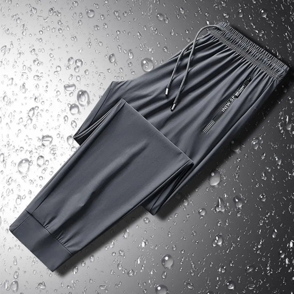 Men Ice Silk Pants Summer Ultra-thin Cooling Quick-drying Sports Casual Pants Loose Breathable Outdoor Training Fitness Trousers