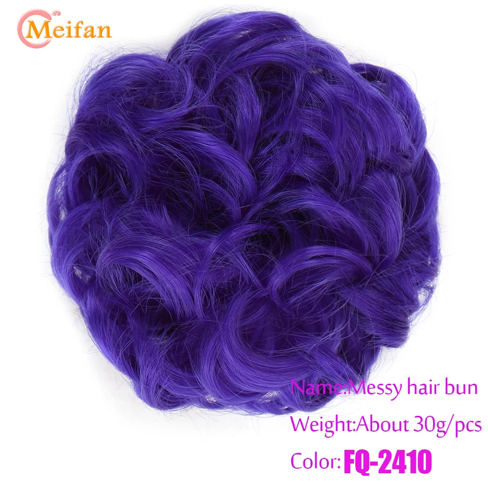 MEIFAN Synthetic Chignon Elastic Rubber Band Fake Hair Bun Clip in on Hair Tail Extension Updo Hair Piece Ponytail For Women