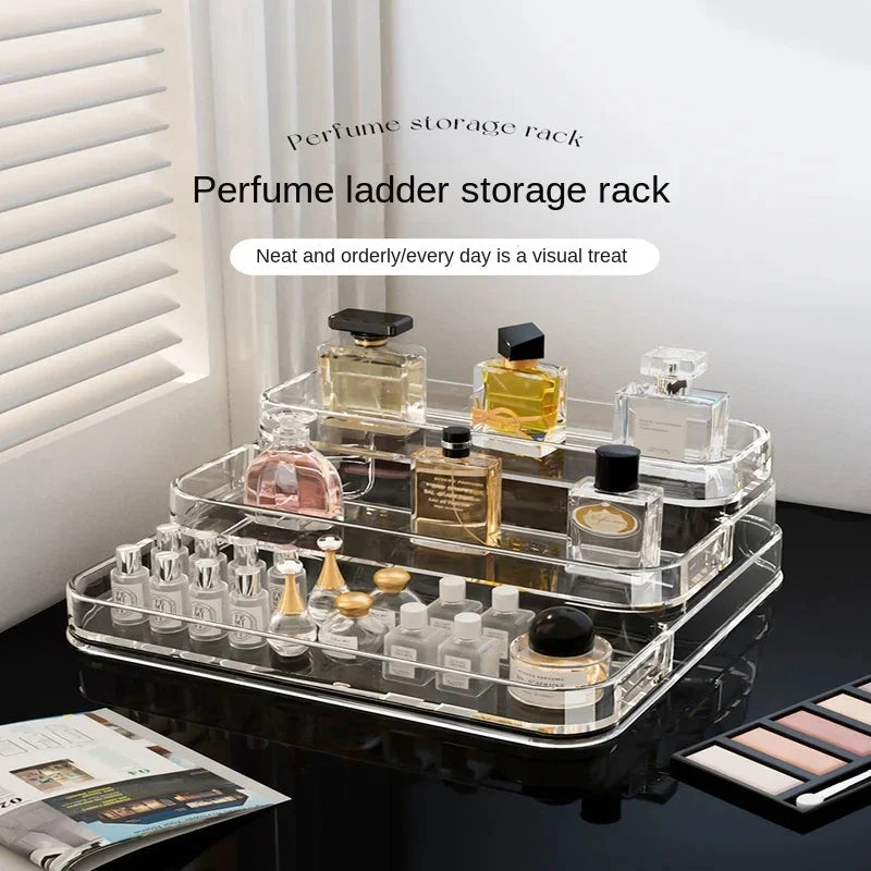 3 Tier Clear Display Risers Stand Acrylic Organizers for Figures Perfume Lipstick Desktop Display Case Acrylic Display