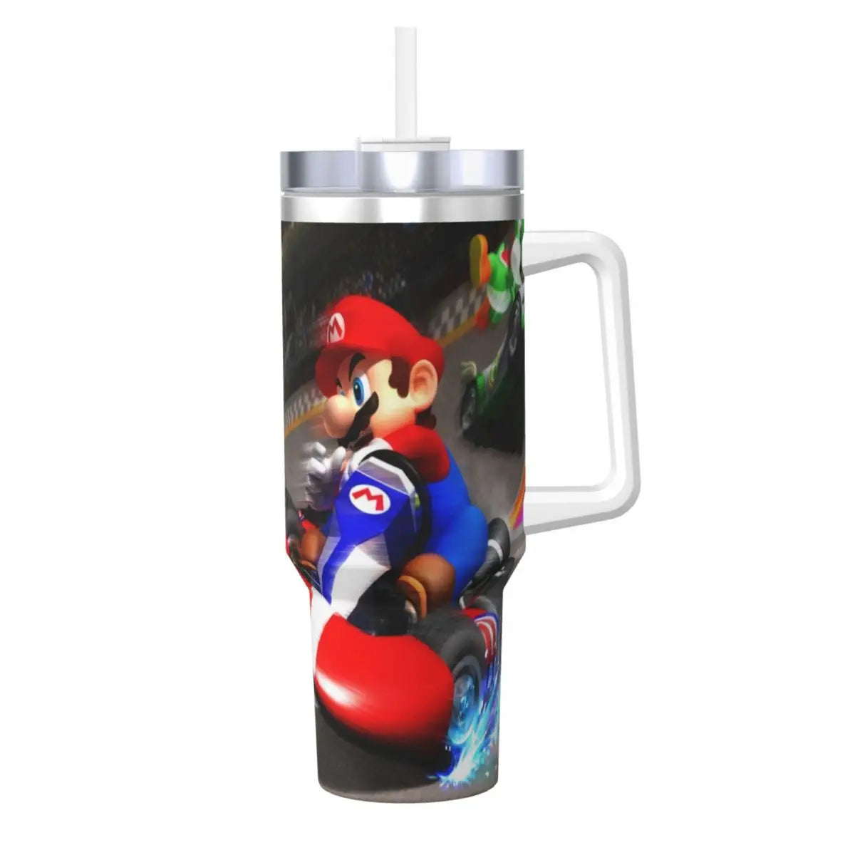 Stainless Steel Tumbler Super Mario Kart Mugs Cup With Straws Camping Cold Hot Water Bottle Heat Preservation 40oz Thermal Cups