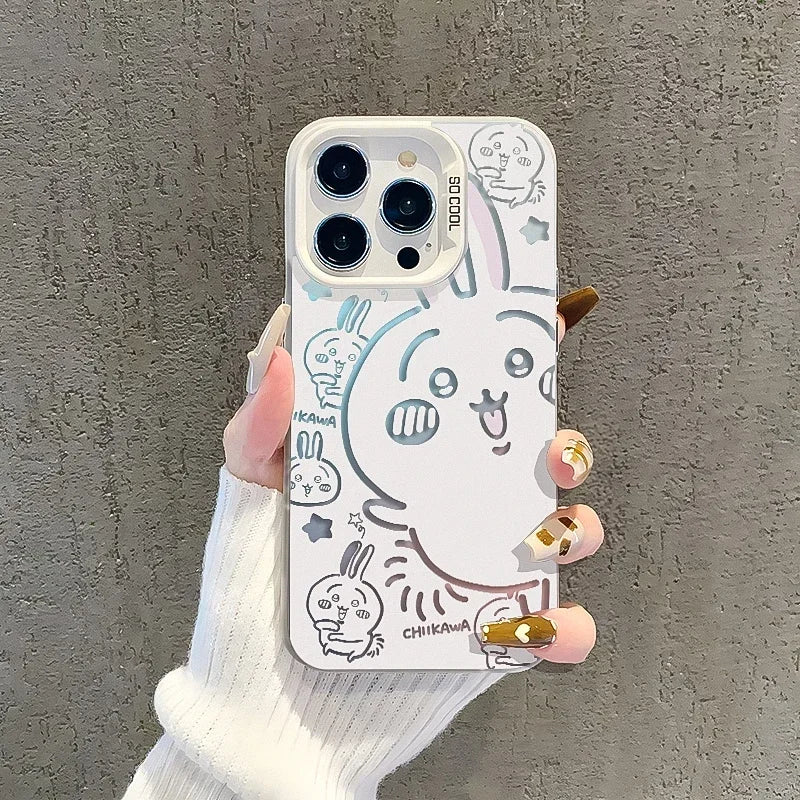 MINISO Usagi Hachiware Chiikawa Iphone Phone Case Kawaii Cute Anime Cartoon Suit for Iphone Series 12 13 14 15 Pro ProMAX Plus