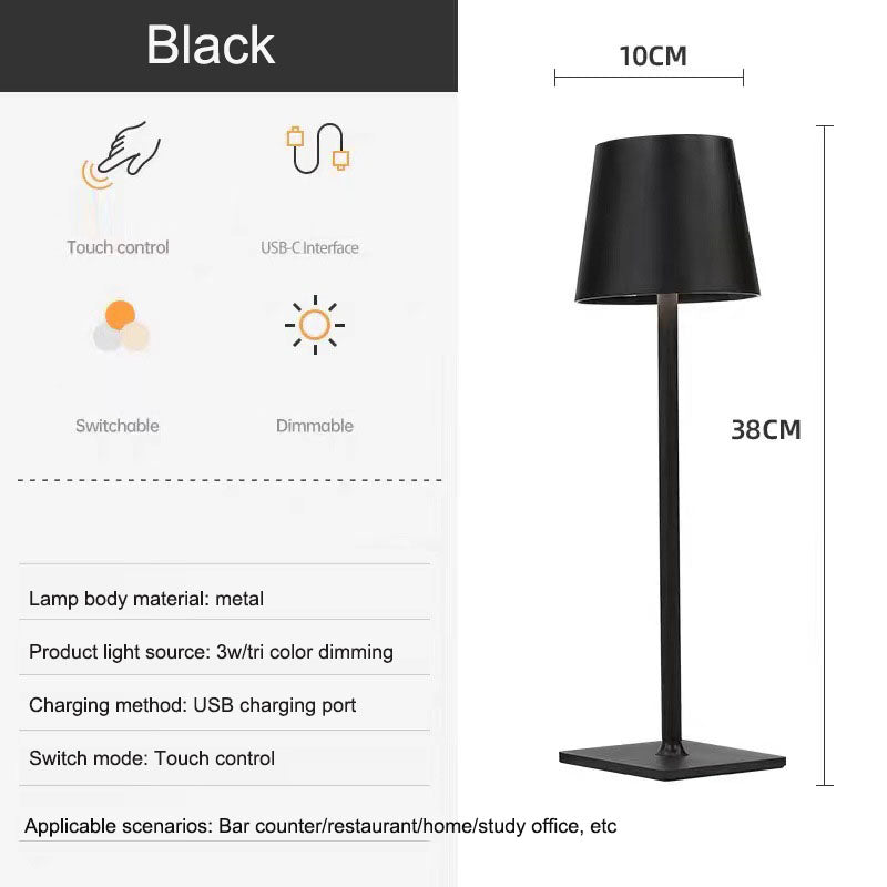 Nordic charging iron art high footed cup table lamp, bedroom bedside touch creative small night light, modern and simple living room night light