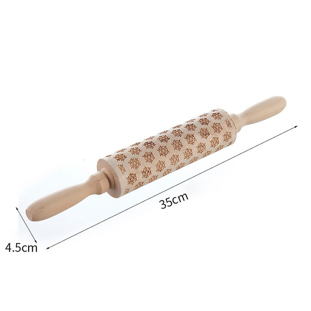 Merry Christmas Elk Wooden Print Rolling Pin Christmas Home Decorations Navidad Decor Noel Dessert Tools New Year 2020 DIY Craft