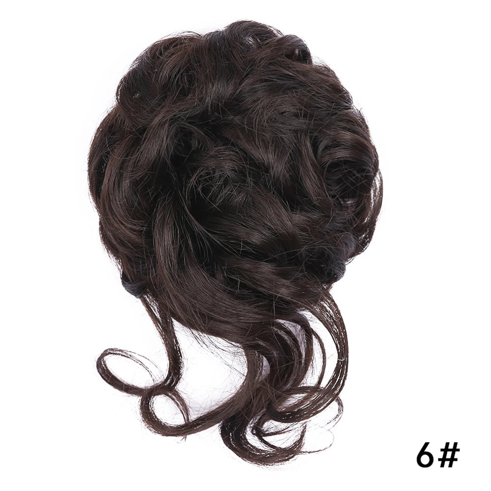 AliLeader Synthetic Chignon Hair Extension Curly Hair Bun Short Messy Hair Band Donuts Elastic Drawstring Ponytail Women