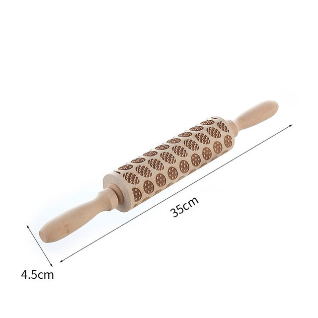 Merry Christmas Elk Wooden Print Rolling Pin Christmas Home Decorations Navidad Decor Noel Dessert Tools New Year 2020 DIY Craft