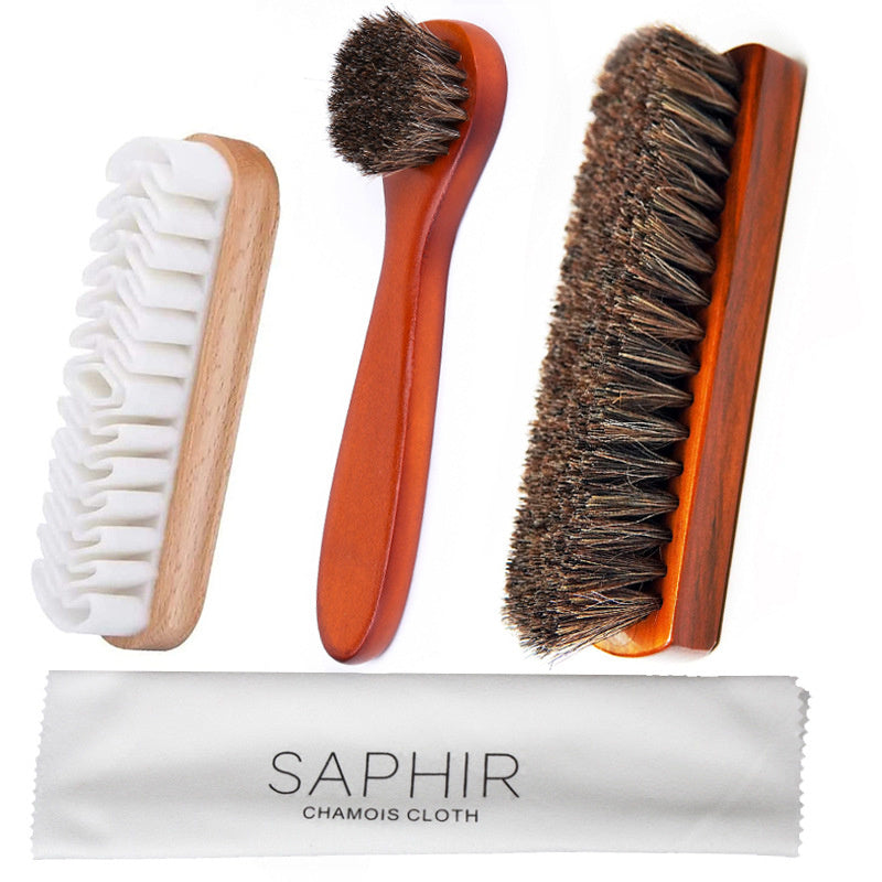 Wood Horsehair Shoe Brush Large Leather Shoe Brush Set Horsehair Shoe Brush Set