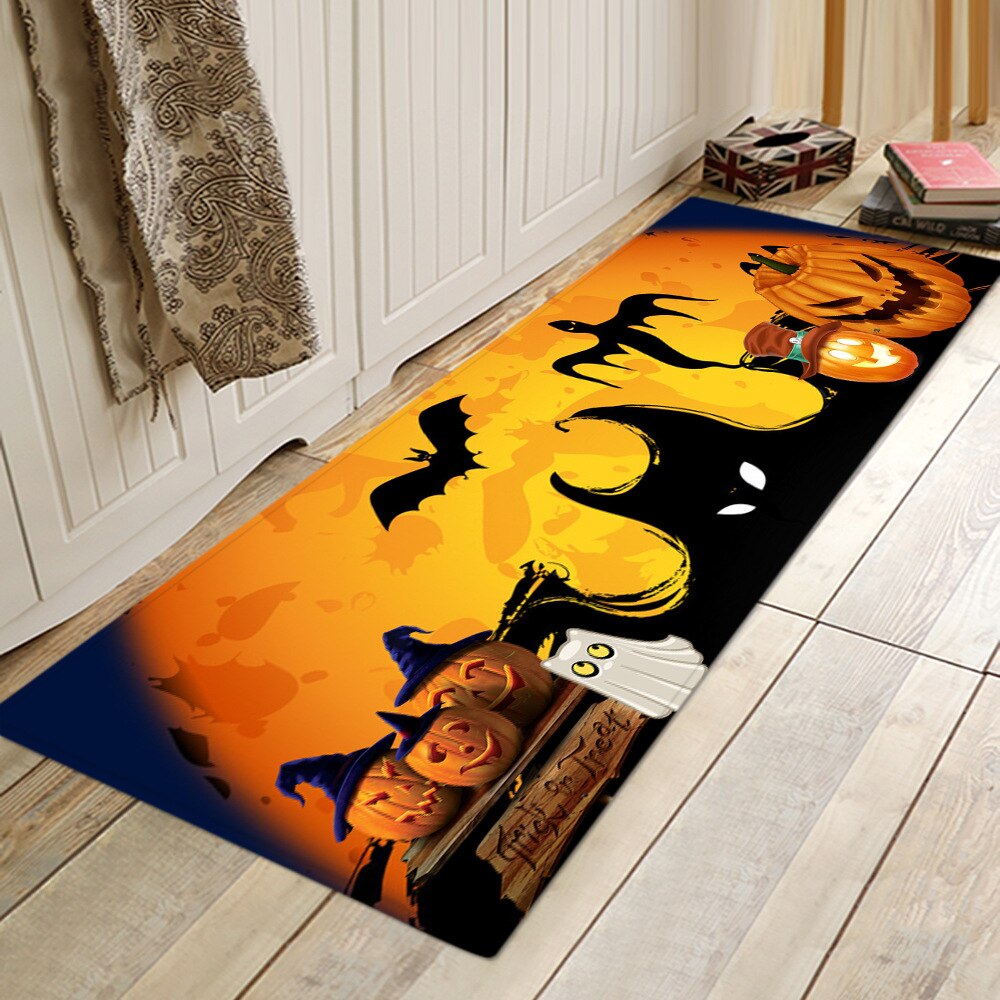 Halloween Party Series Printing Flannelized Floor Cushions Door Bathroom Mat Set Household Bathroom Rug Set Bathroom Carpet