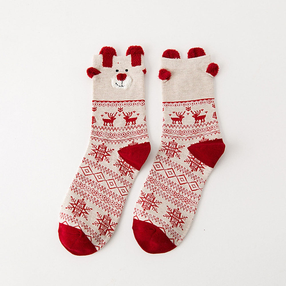 New Women Sock Winter Warm Christmas Gifts Stereo Socks Soft Cotton Cute Santa Claus Deer Socks Xmas Christmas Socks Cute