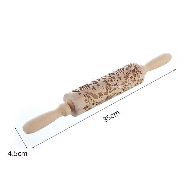 Merry Christmas Elk Wooden Print Rolling Pin Christmas Home Decorations Navidad Decor Noel Dessert Tools New Year 2020 DIY Craft