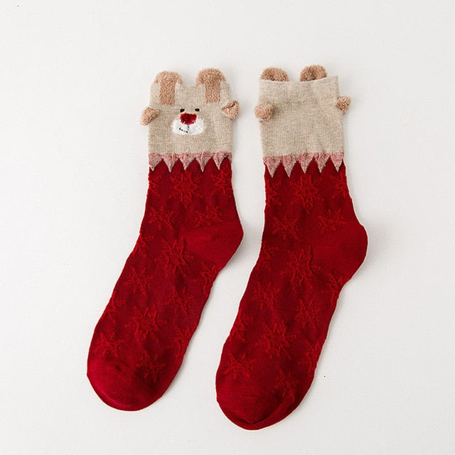 New Women Sock Winter Warm Christmas Gifts Stereo Socks Soft Cotton Cute Santa Claus Deer Socks Xmas Christmas Socks Cute