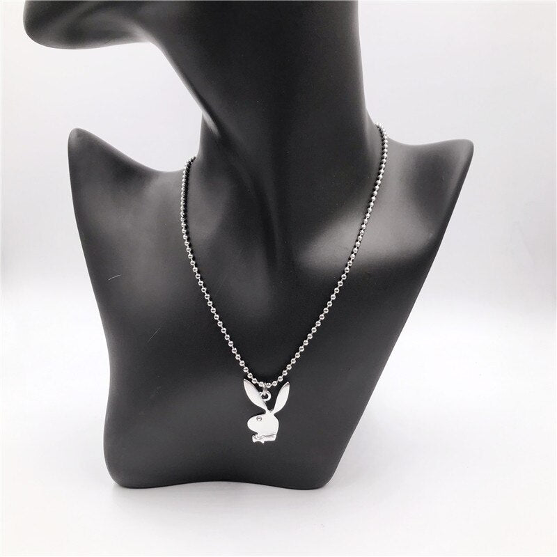 New Women Fashion Cute Long Ear Bunny Pendant Necklaces Charm Playboy Necklace Party Jewelry Collier Femme