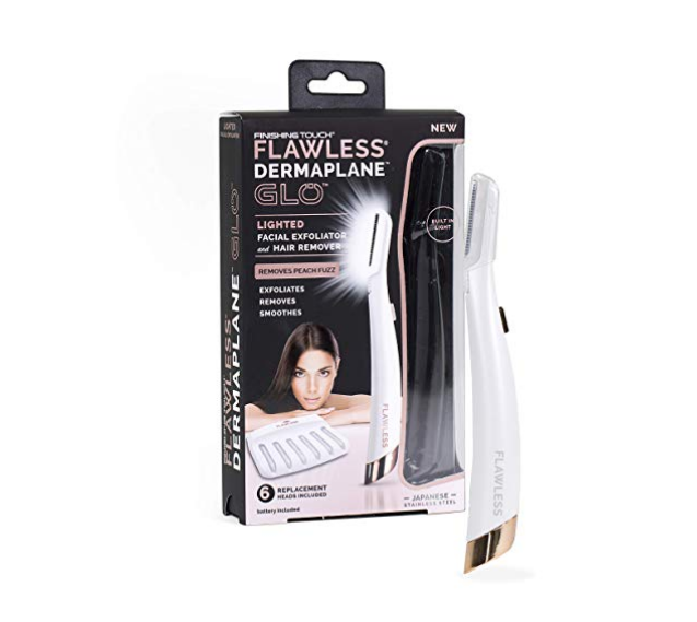 Finishing Touch Lumina Lumina Flawless Dermaplane Glo Lighted Facial Exfoliator & Hair Remover With 6 Replacement Heads