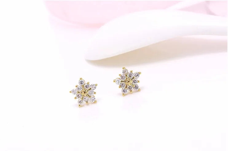 Stud Earring New Hot Sell Trendy Super Shiny Zircon Ice Flower 925 Sterling Silver Earrings for Women Wholesale Jewelry