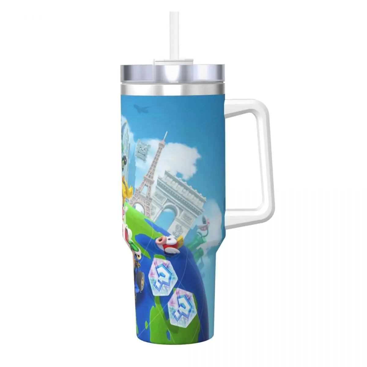 Stainless Steel Tumbler Super Mario Kart Mugs Cup With Straws Camping Cold Hot Water Bottle Heat Preservation 40oz Thermal Cups