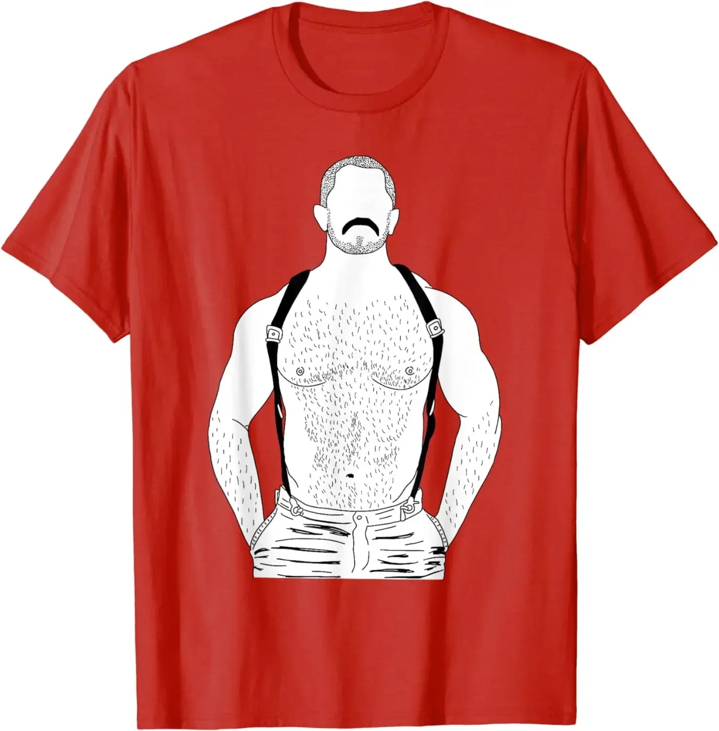 fashion heavyweight vintage Summer Round Collar streetwea Gay Leather Gay Daddy Man Bear Kink Fetish  Gay Mustache T-Shirt