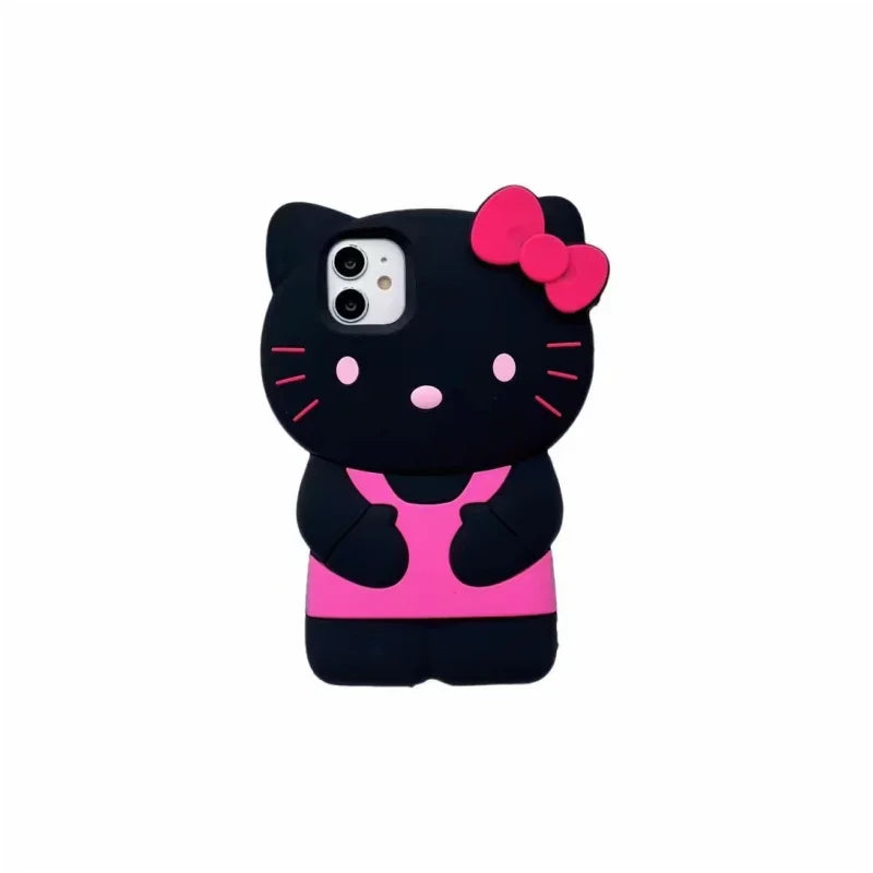 New cartoon tanning three-dimensional Hello Kittys iPhone 14/13 suitable for Apple 16/15 PROMAX cute silicone mobile phone case