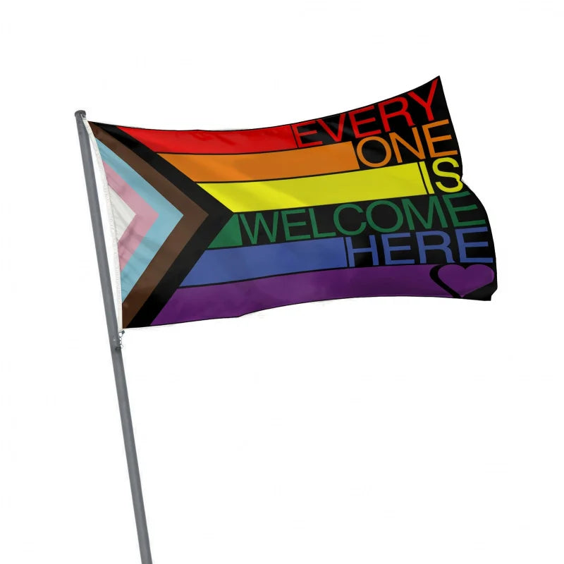 Progress Rainbow Pride Flag 3x5FT 35.43X59.06inch Everyoneryone Is Welcome Here Evs For Gay Pride