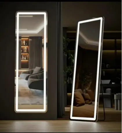 Full Length Mirror with LED Lights, 64"x21" Lighted Floor Standing Mirror Decor Durable