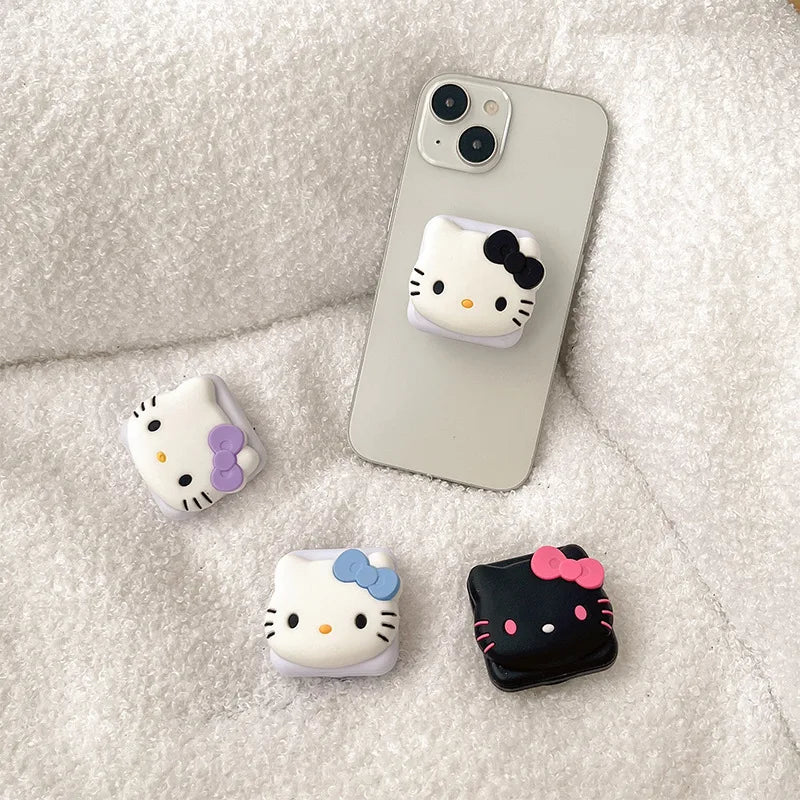 Cartoon Hello Kitty Mini Mirror Griptok Bracket For iPhone 16 15 Samsung Universal Phone Accessories Phone Holder Grip Tok Stand