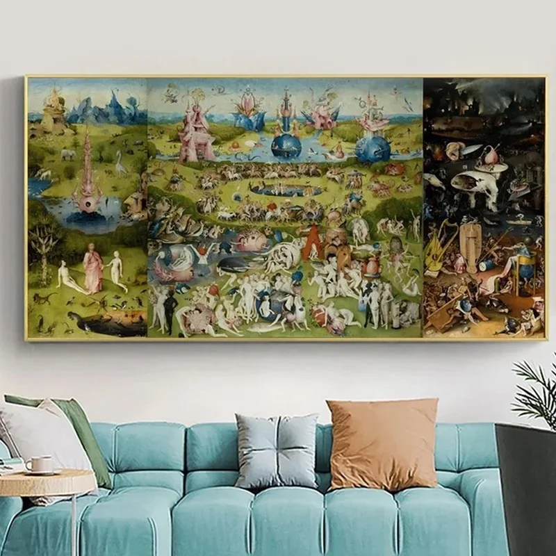 Classical Famous Painting The Garden of Earthly Delight Poster Wall Art Canvas Painting for Living Room Home Decor Picture