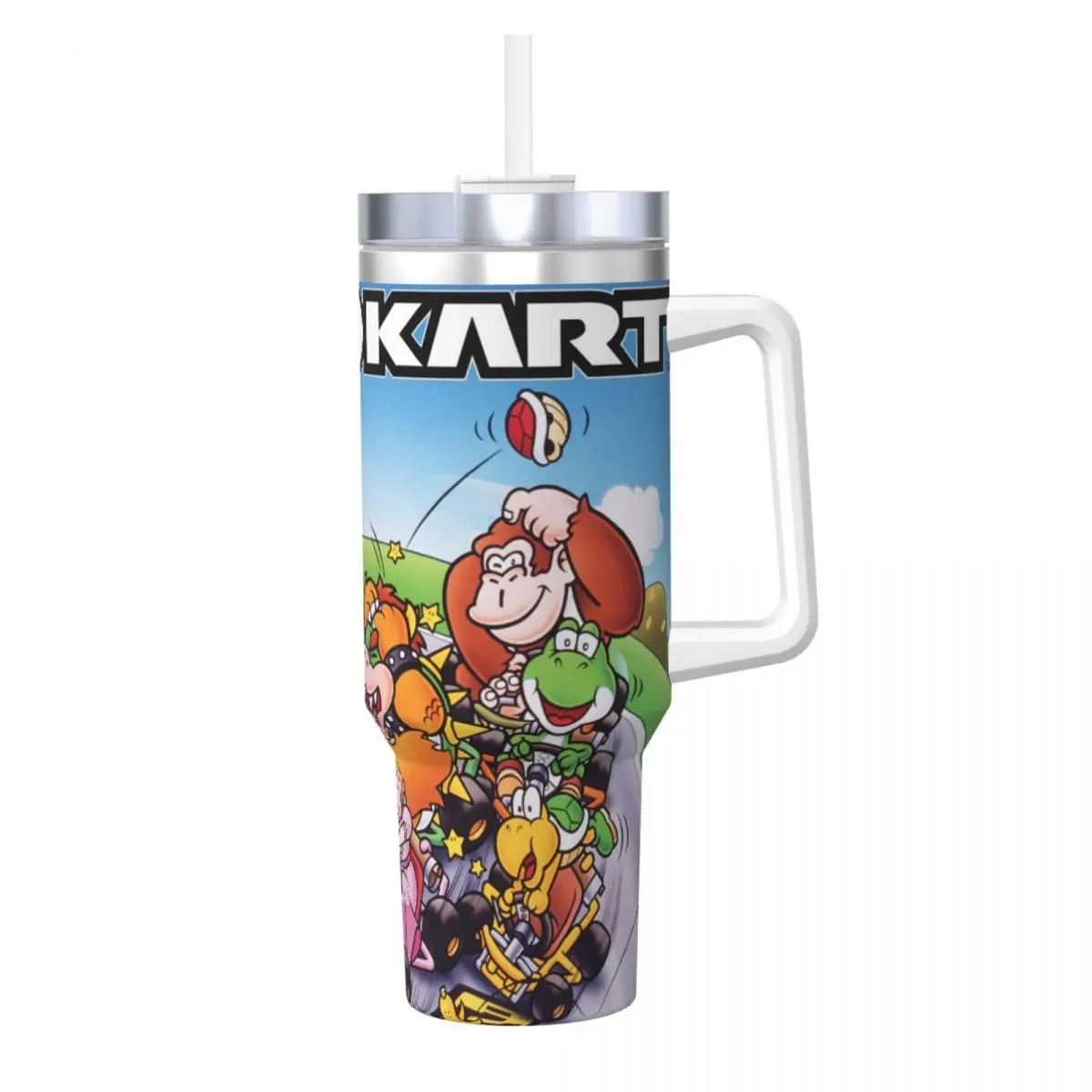 Stainless Steel Tumbler Super Mario Kart Mugs Cup With Straws Camping Cold Hot Water Bottle Heat Preservation 40oz Thermal Cups