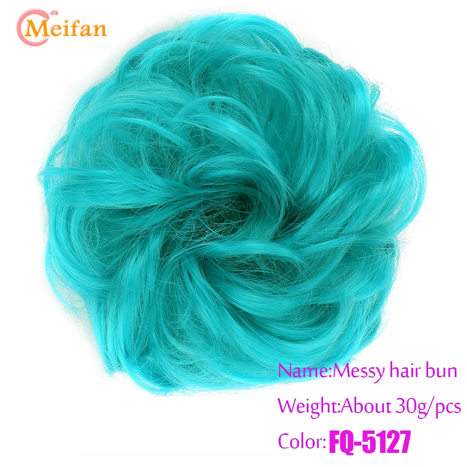 MEIFAN Synthetic Chignon Elastic Rubber Band Fake Hair Bun Clip in on Hair Tail Extension Updo Hair Piece Ponytail For Women