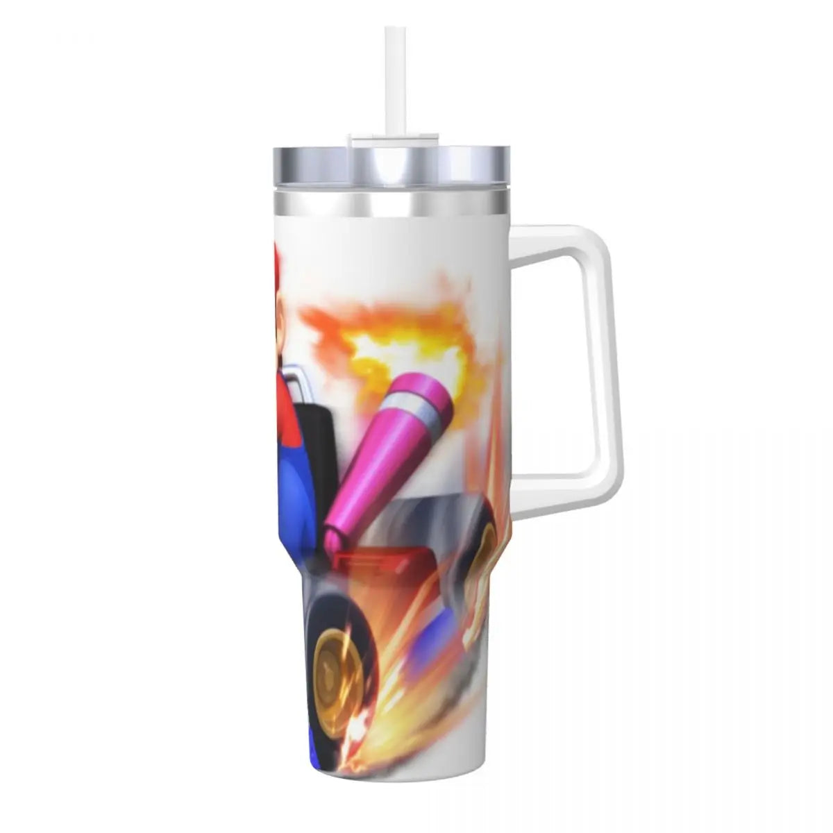 Stainless Steel Tumbler Super Mario Kart Mugs Cup With Straws Camping Cold Hot Water Bottle Heat Preservation 40oz Thermal Cups