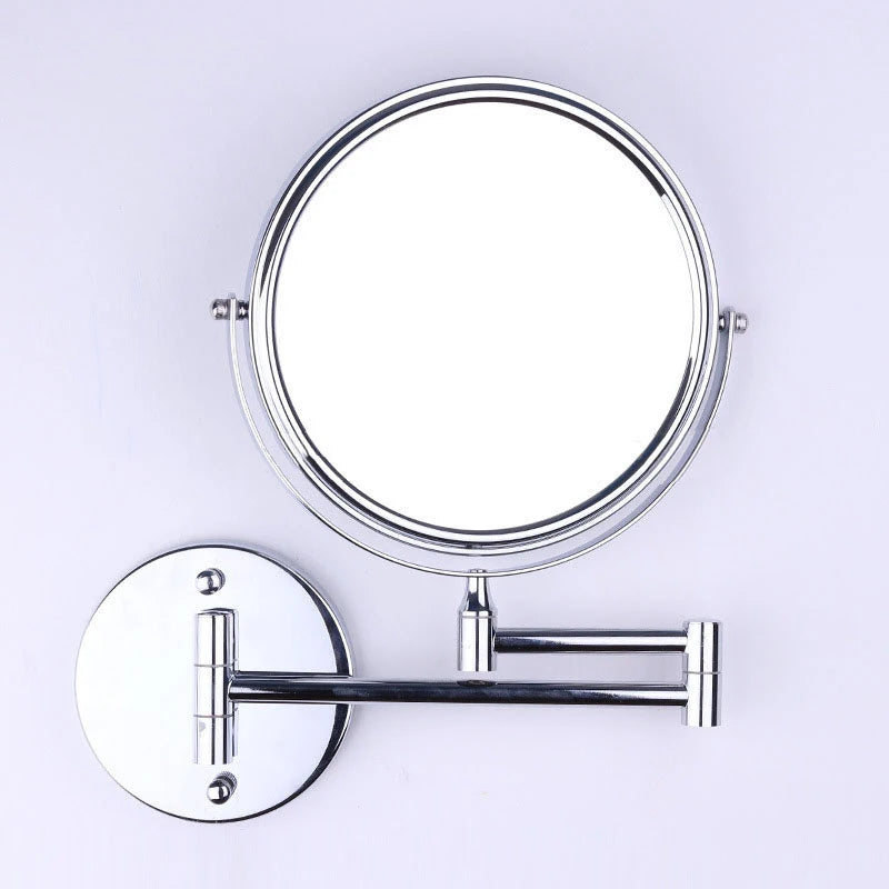 Wall Mounted Folding Arm Extend Bathroom Mirror With LED Light 10X Magnification Double Side Touch Dimming Makeup Mirrors