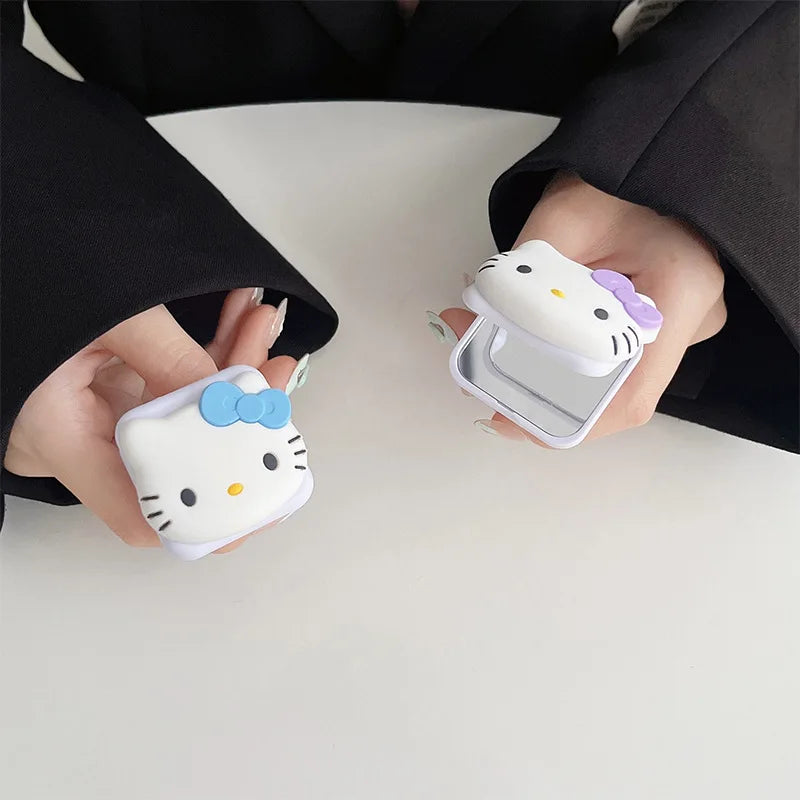 Cartoon Hello Kitty Mini Mirror Griptok Bracket For iPhone 16 15 Samsung Universal Phone Accessories Phone Holder Grip Tok Stand