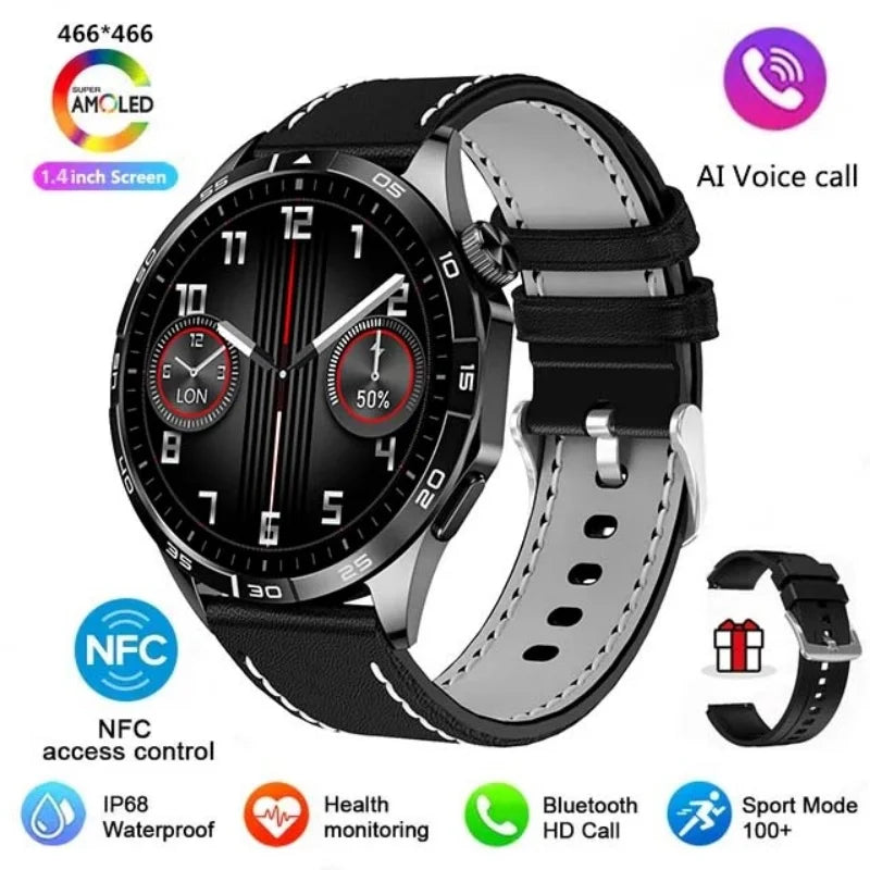 2024 New For Huawei Xiaomi Men GT4 Pro Smartwatch Bluetooth Call GPS Track Compass AMOLED 466*466 HD screen Men Smartwatch