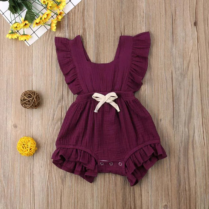 6 Colors Newborn Infant Toddler Clothes Baby Girl Rompers Ruffle Solid Jumpsuit Outfits Sunsuit Children Kids Clothing