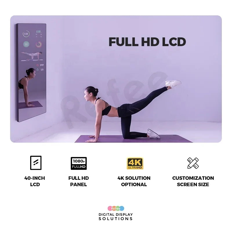 Android smart touch screen fitness mirror digital sport indoor led exercise gym mirror display