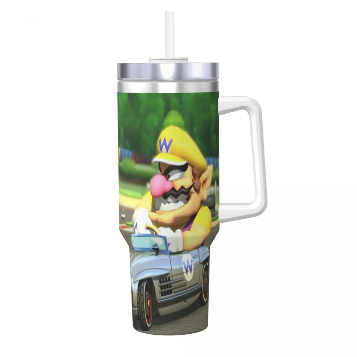 Stainless Steel Tumbler Super Mario Kart Mugs Cup With Straws Camping Cold Hot Water Bottle Heat Preservation 40oz Thermal Cups