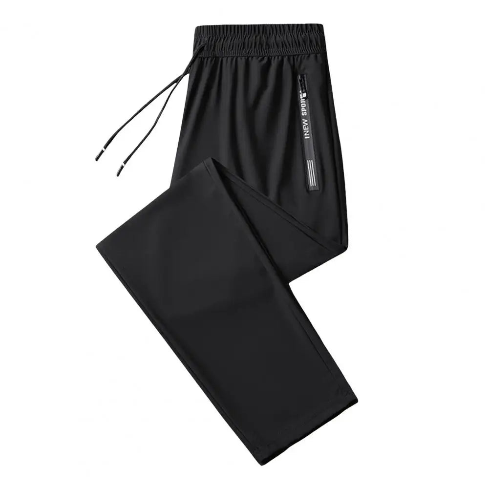 Men Ice Silk Pants Summer Ultra-thin Cooling Quick-drying Sports Casual Pants Loose Breathable Outdoor Training Fitness Trousers