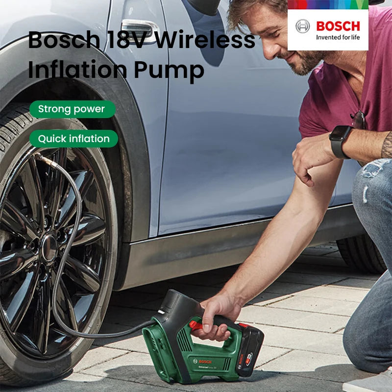 Bosch 18V Air Pump Universal Cordless Electric Air Compressor for Car Motorcycle Bicycle Tire Inflator with Air Pressure Display