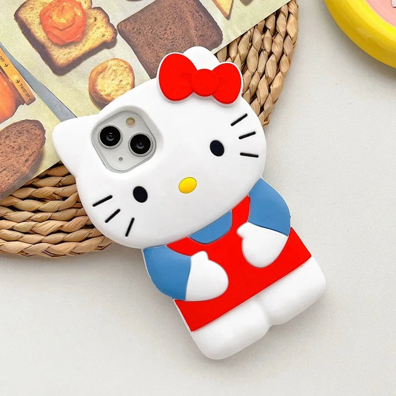 New cartoon tanning three-dimensional Hello Kittys iPhone 14/13 suitable for Apple 16/15 PROMAX cute silicone mobile phone case