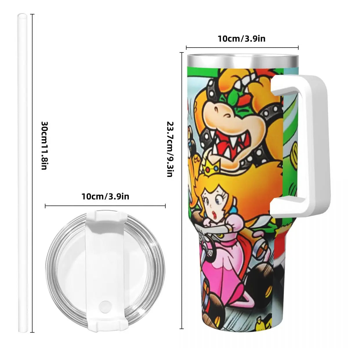 Stainless Steel Tumbler Super Mario Kart Mugs Cup With Straws Camping Cold Hot Water Bottle Heat Preservation 40oz Thermal Cups