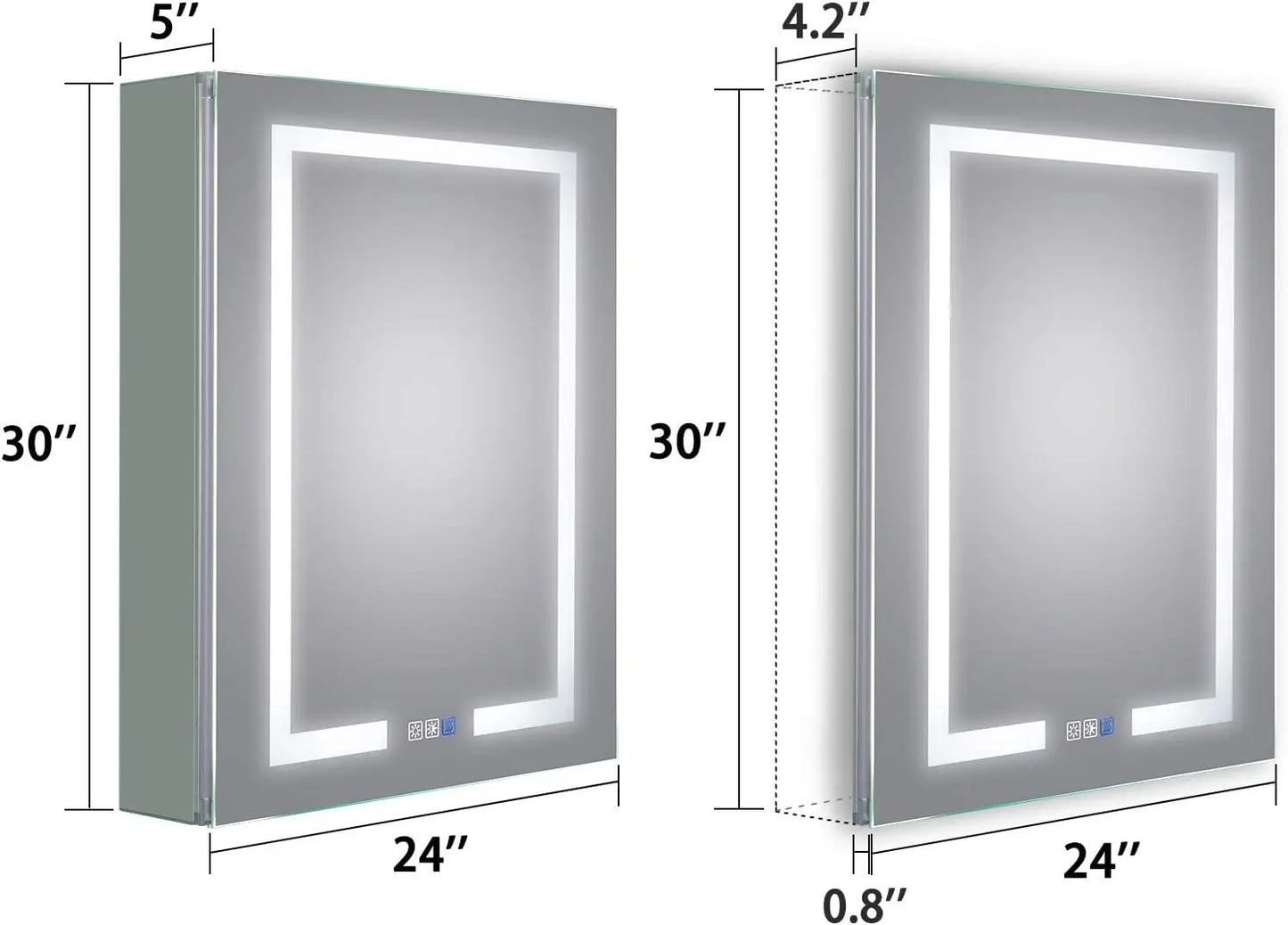 LED Lighted Bathroom Medicine Cabinet with Mirror, 24 x 30 Inch, Recessed or Surface led Medicine Cabinet, Defog, Stepless Dimmi